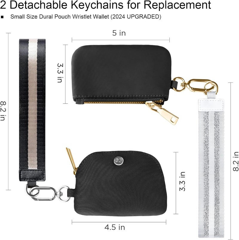 Babysun Mini Zip Around Dual Pouch Wristlet With 2 Straps Wristlet Keychain Wallet for Women Coin Purse Small Cute for Teen Girl - Image 2